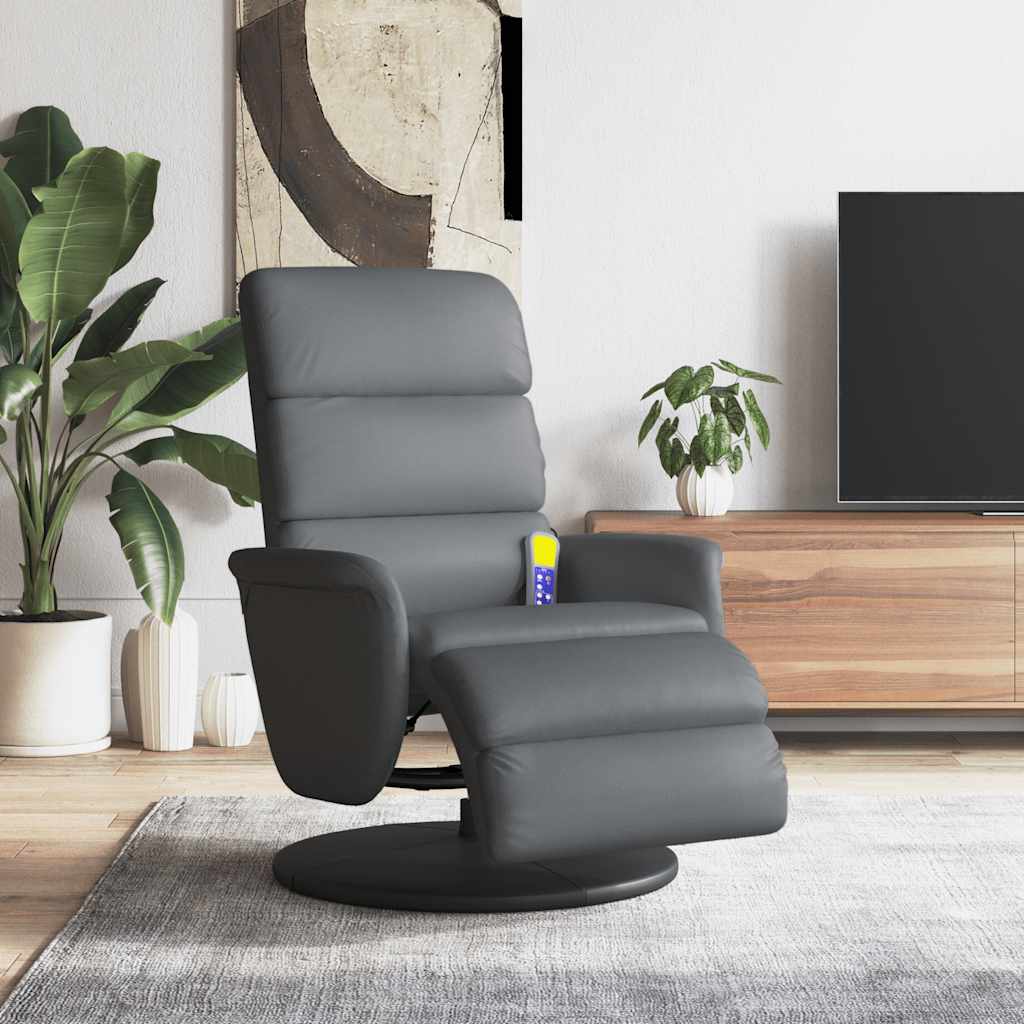 Massagesessel mit Fußteil Grau Kunstleder