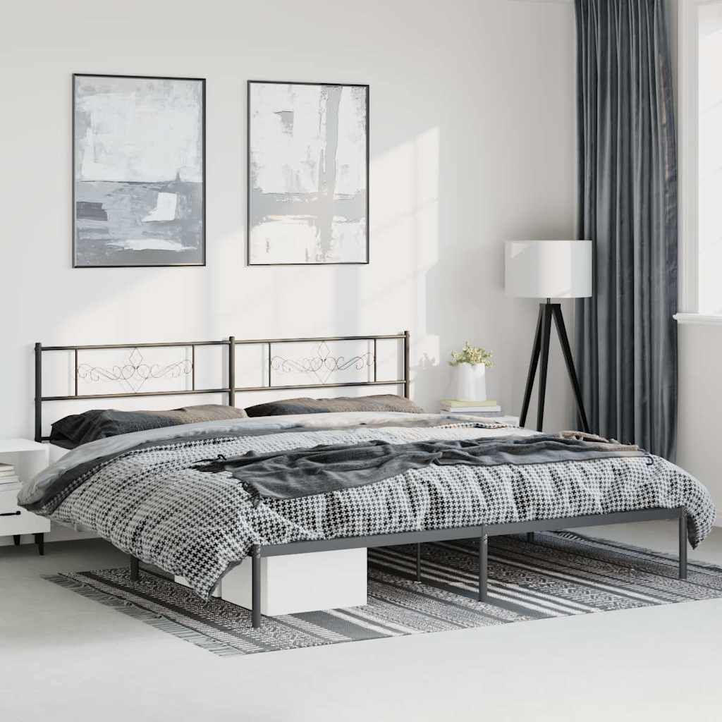 Bettgestell mit Kopfteil Metall Schwarz 193x203 cm