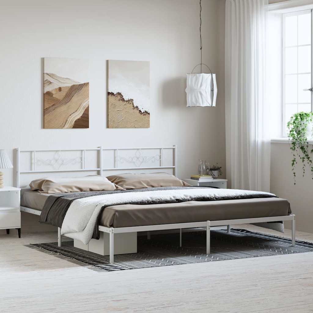Bettgestell mit Kopfteil Metall Weiß 193x203 cm