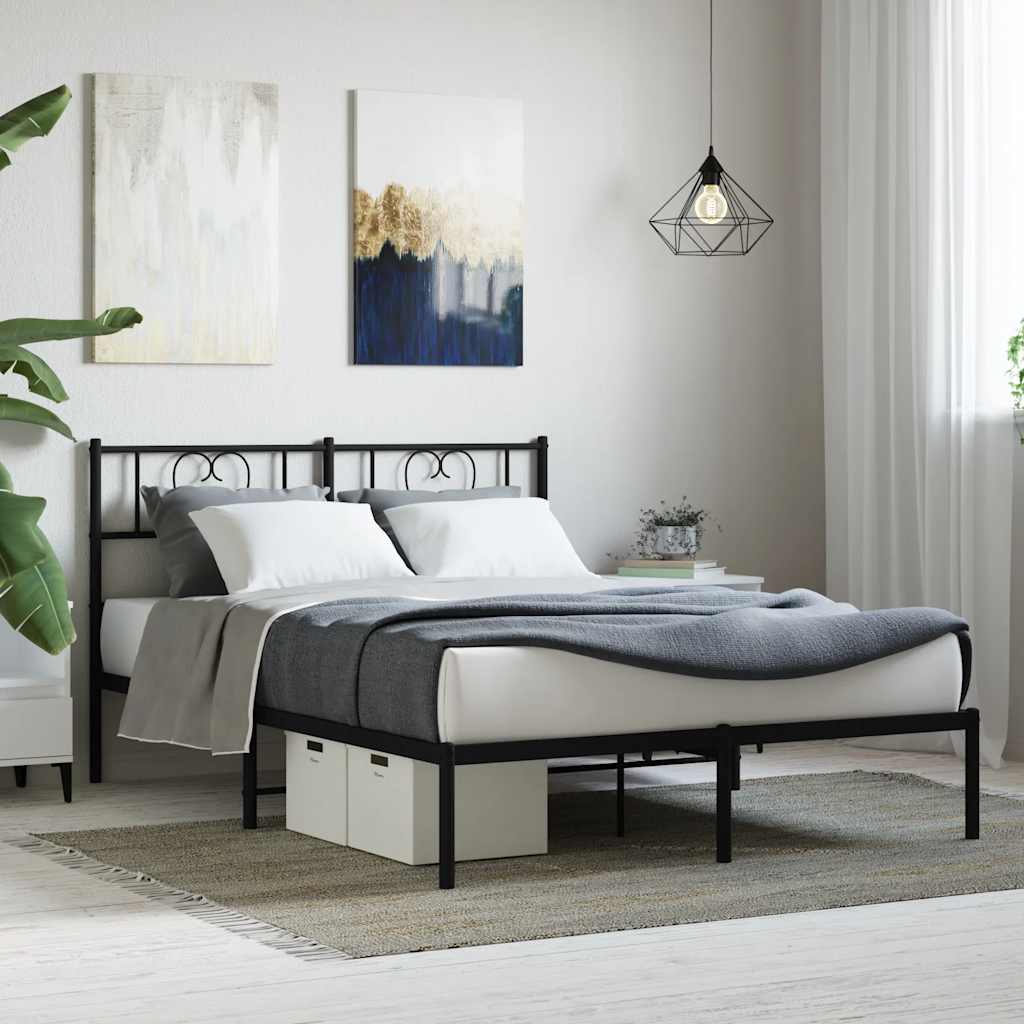 Bettgestell mit Kopfteil Metall Schwarz 160x200 cm
