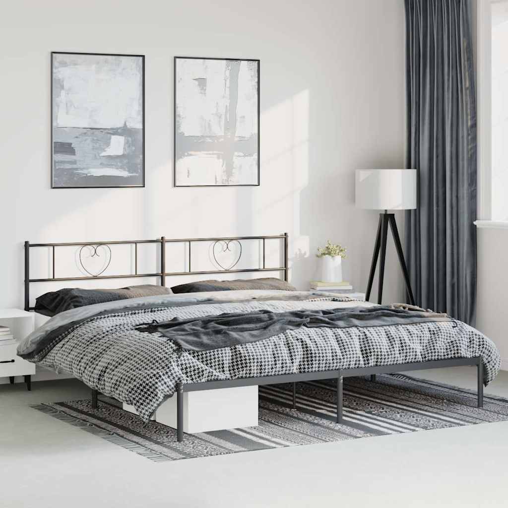 Bettgestell mit Kopfteil Metall Schwarz 193x203 cm