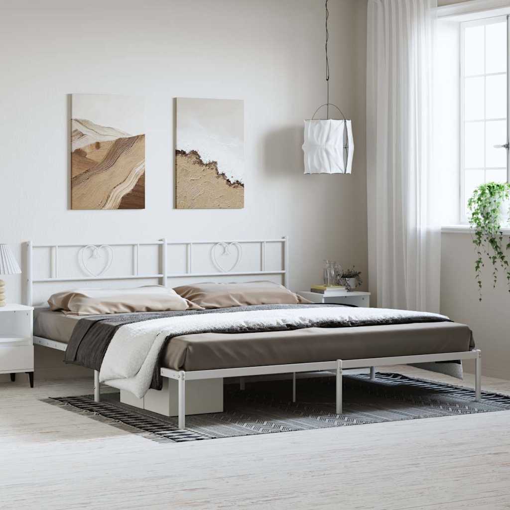 Bettgestell mit Kopfteil Metall Weiß 193x203 cm
