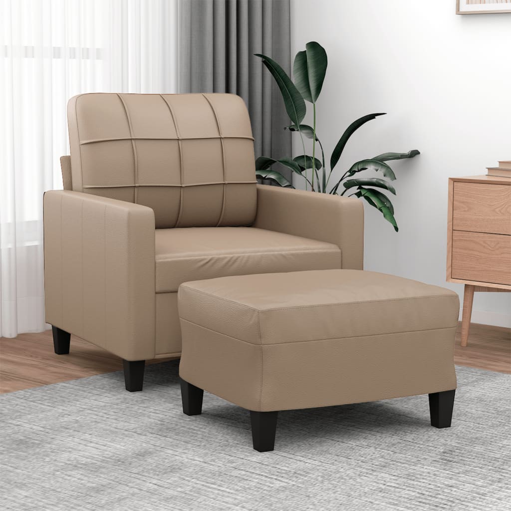 Sessel mit Hocker Cappuccino-Braun 60 cm Kunstleder