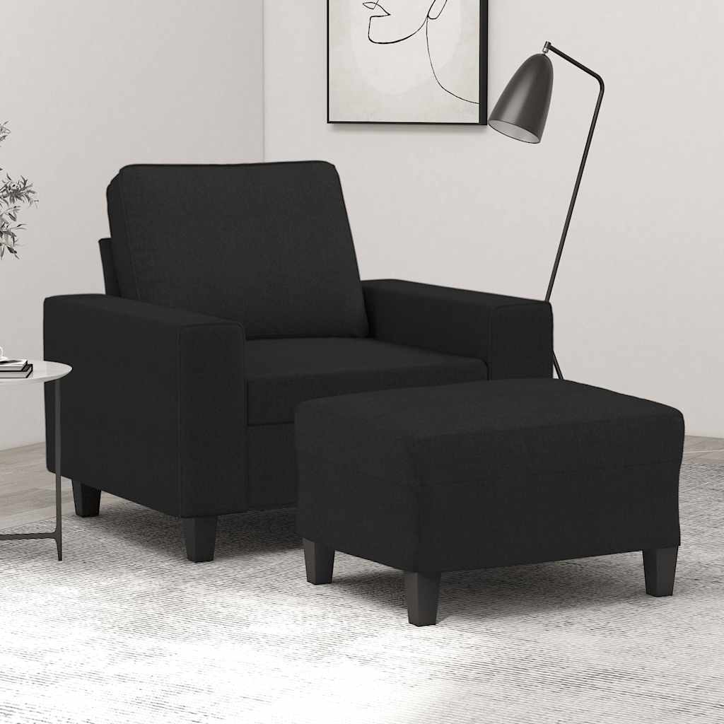 Sessel mit Hocker Schwarz 60 cm Stoff