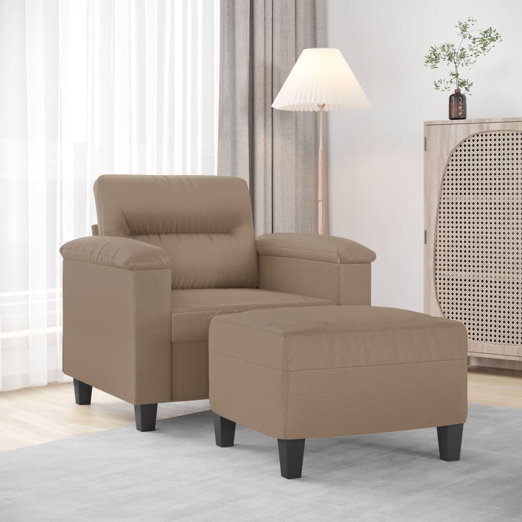 Sessel mit Hocker Cappuccino-Braun 60 cm Kunstleder