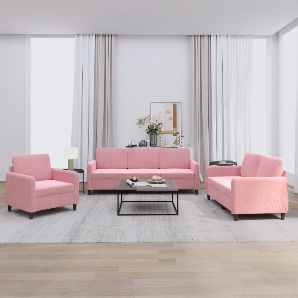 3-tlg. Sofagarnitur Rosa Samt
