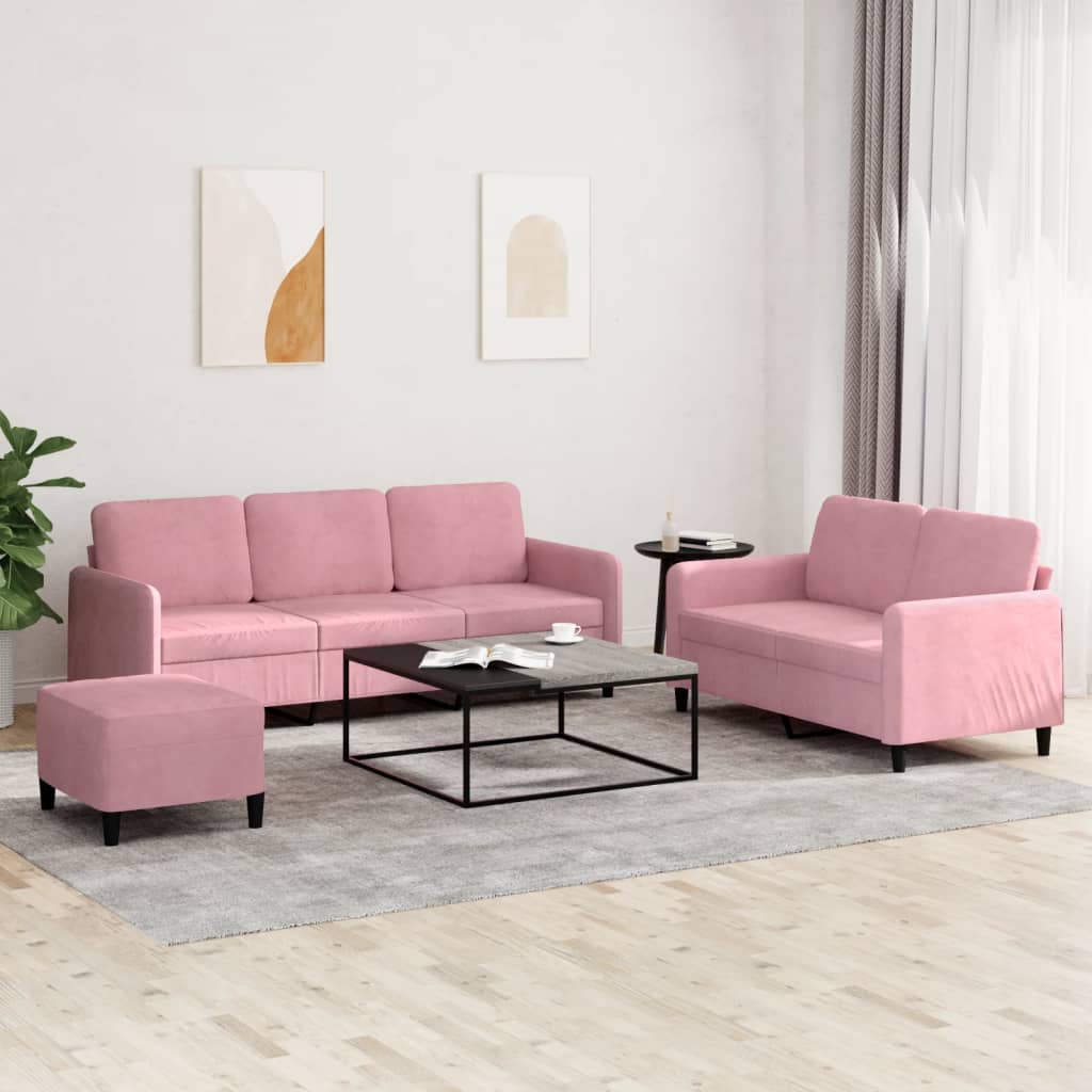 3-tlg. Sofagarnitur Rosa Samt