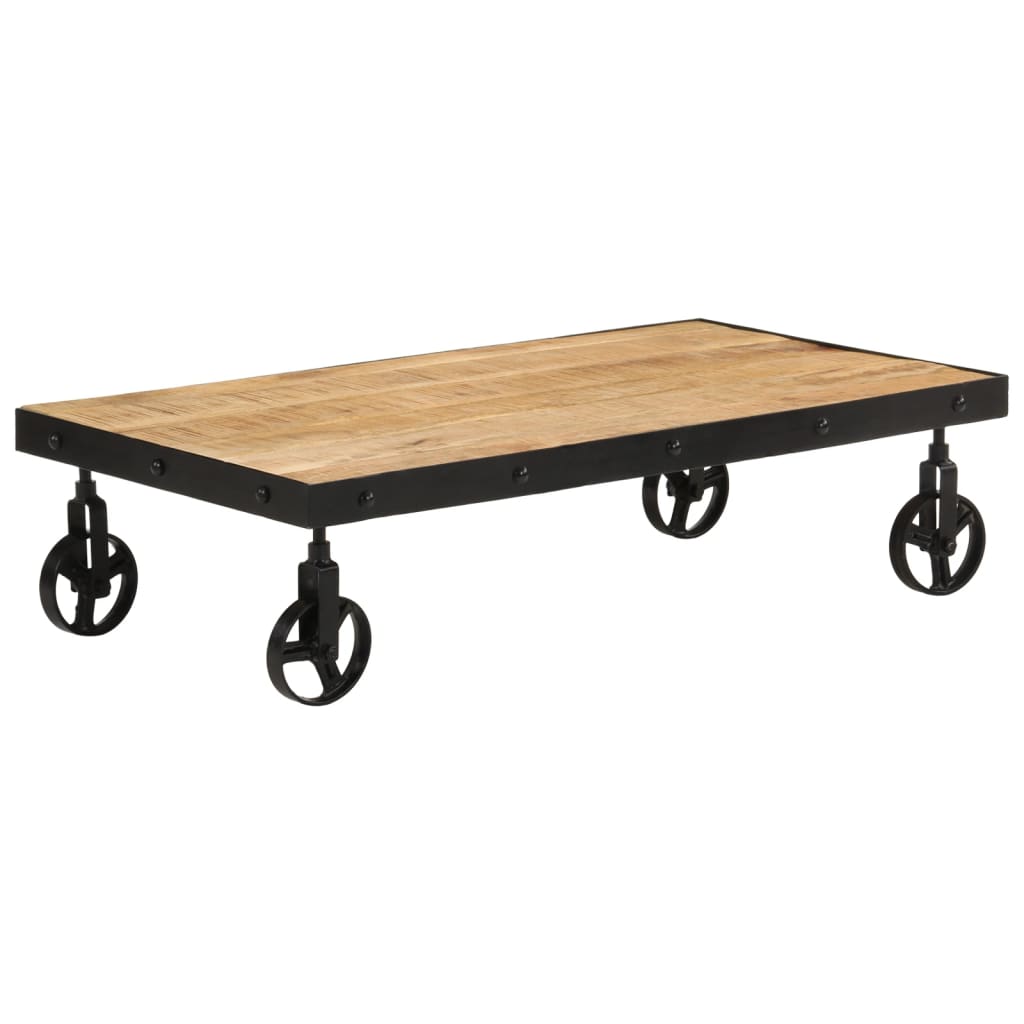 Couchtisch mit Rollen Massivholz Mango 100x55x26 cm