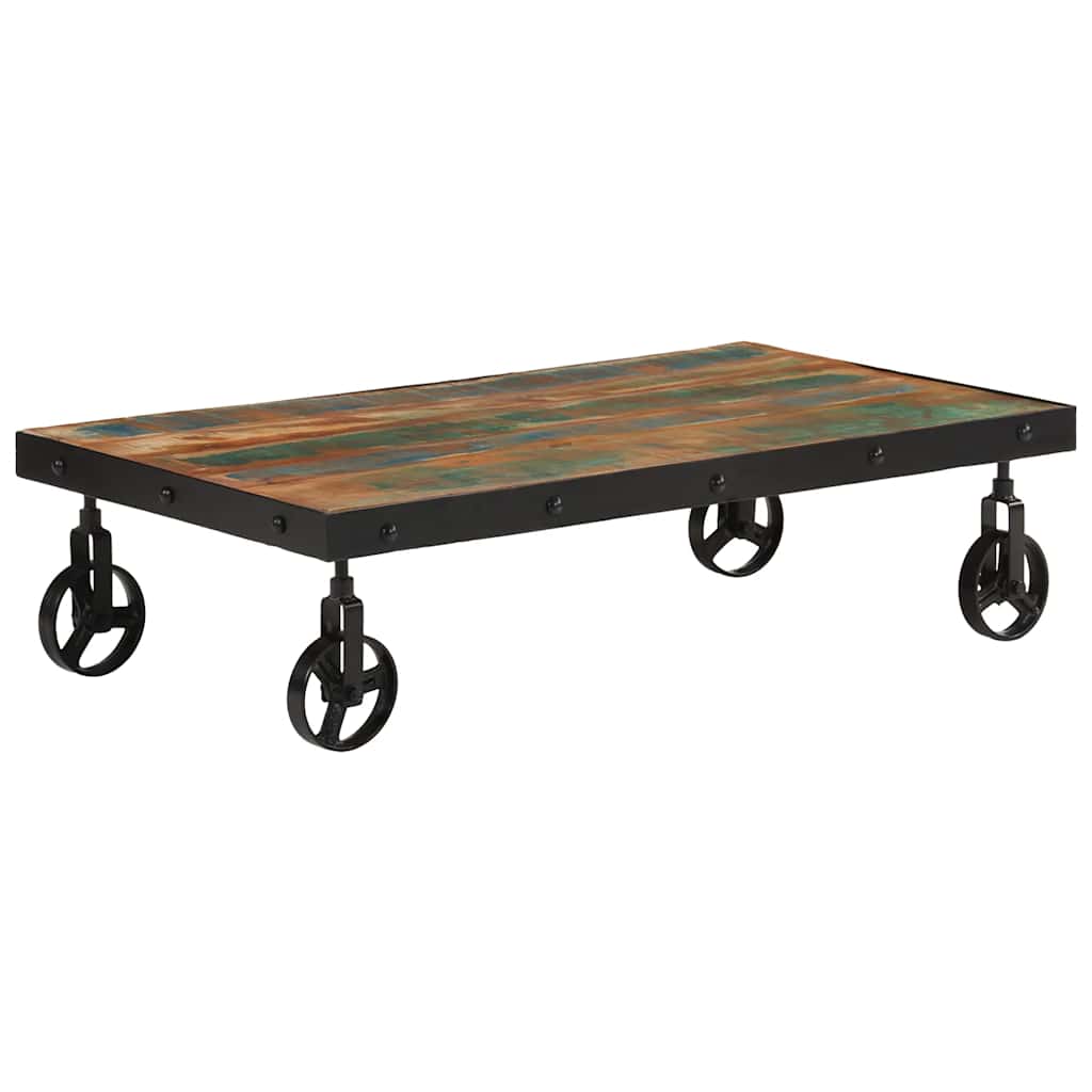 Couchtisch mit Rollen Altholz Massiv 100x55x26 cm