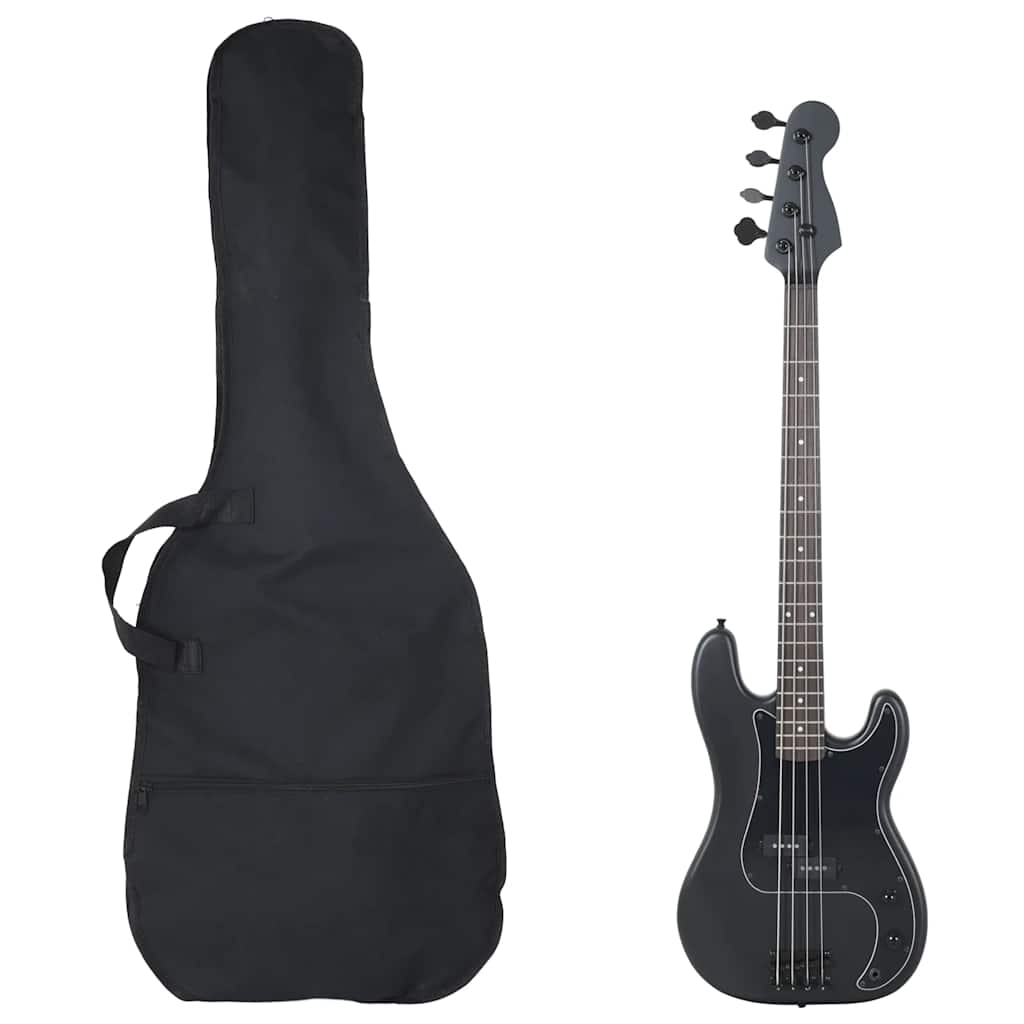 E-Bass für Anfänger mit Tasche Schwarz 4/4 46"