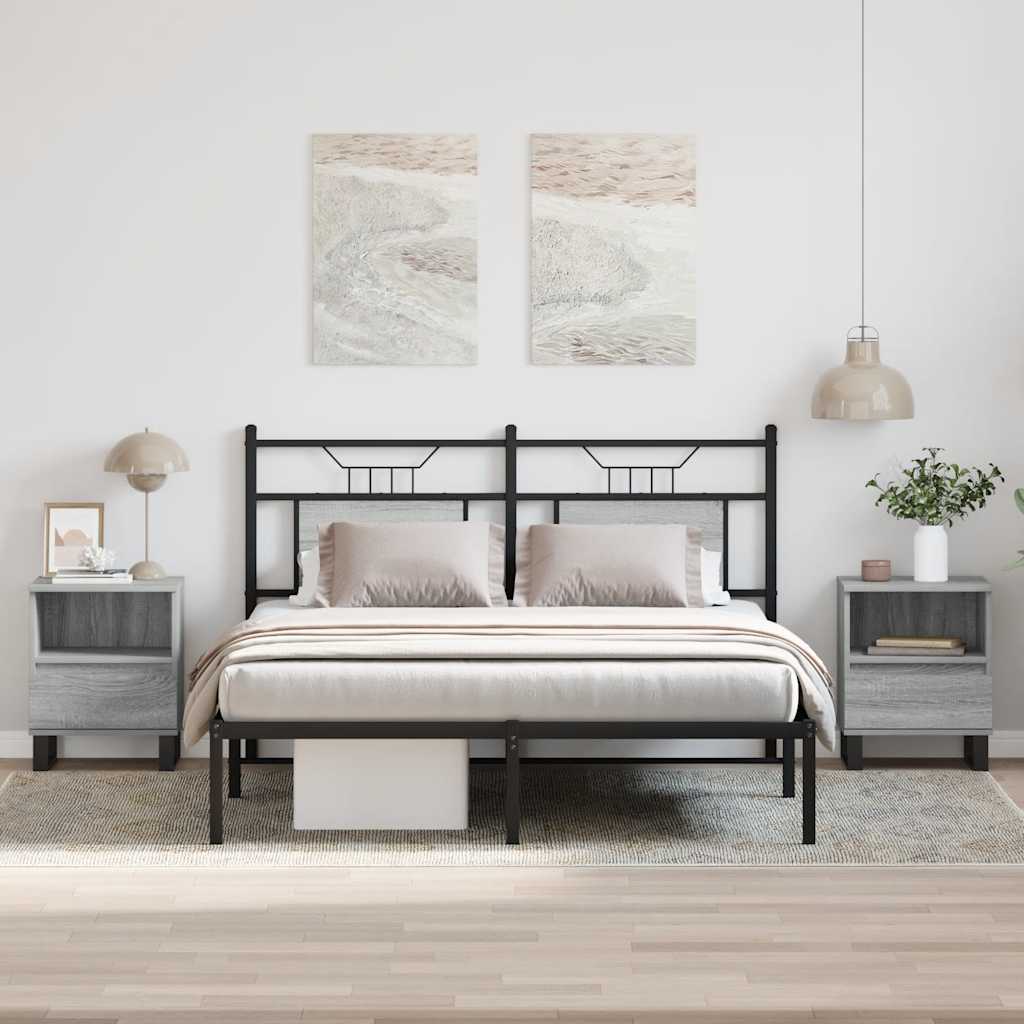Nachttische 2 Stk. Grau Sonoma 40x35x50 cm Holzwerkstoff