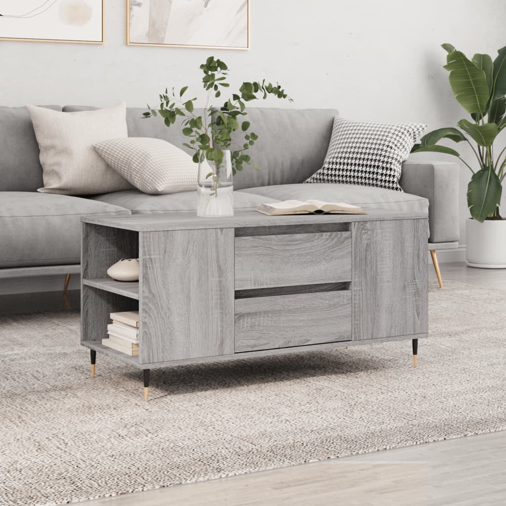 Couchtisch Grau Sonoma 102x44,5x50 cm Holzwerkstoff