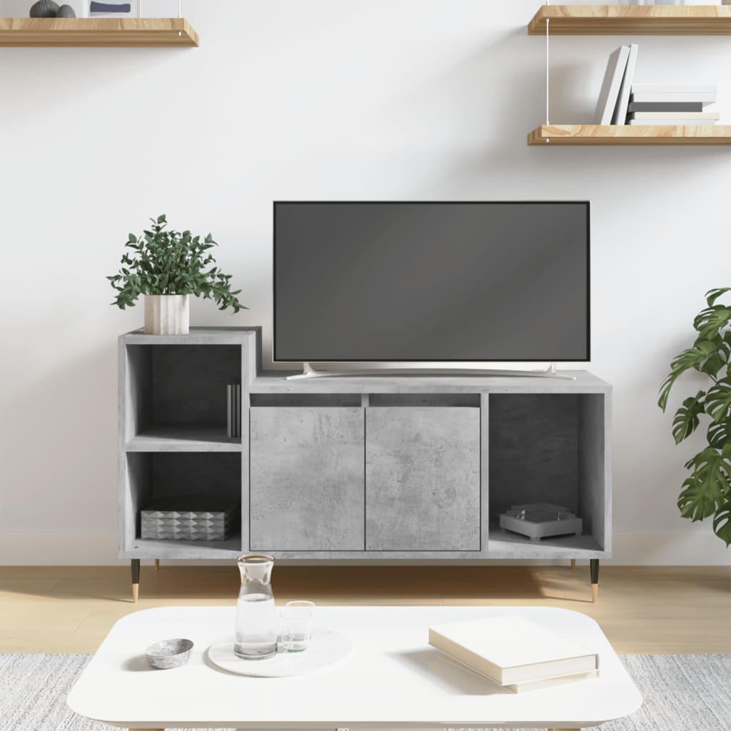TV-Schrank Betongrau 100x35x55 cm Holzwerkstoff