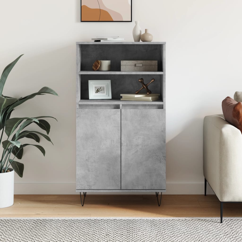 Highboard Betongrau 60x36x110 cm Holzwerkstoff