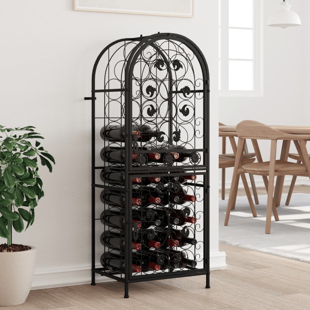 Weinregal für 41 Flaschen Schwarz 45x36x120 cm Schmiedeeisen
