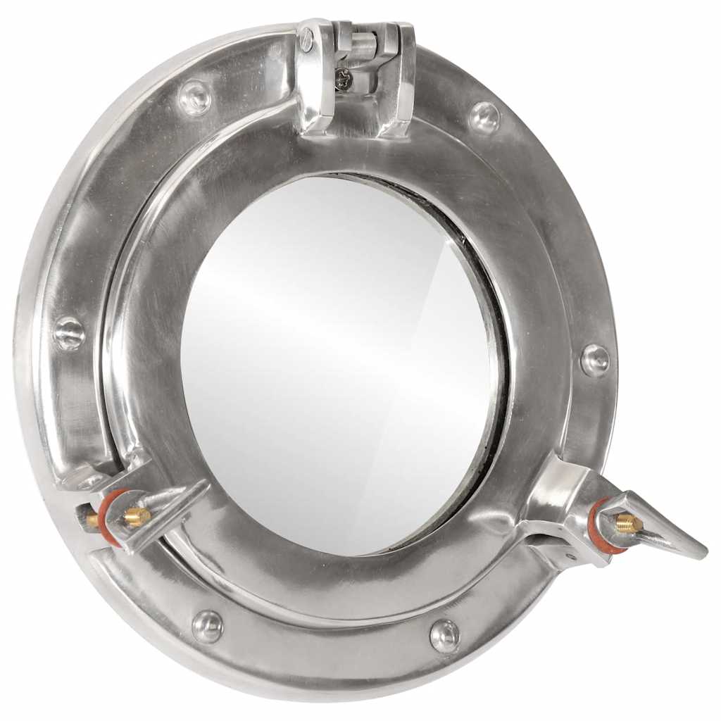 Bullaugen-Spiegel Wandmontage Ø23 cm Aluminium und Glas