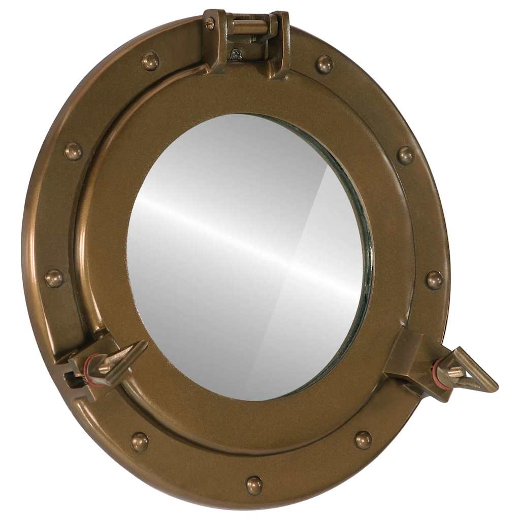 Bullaugen-Spiegel Wandmontage Ø30 cm Aluminium und Glas