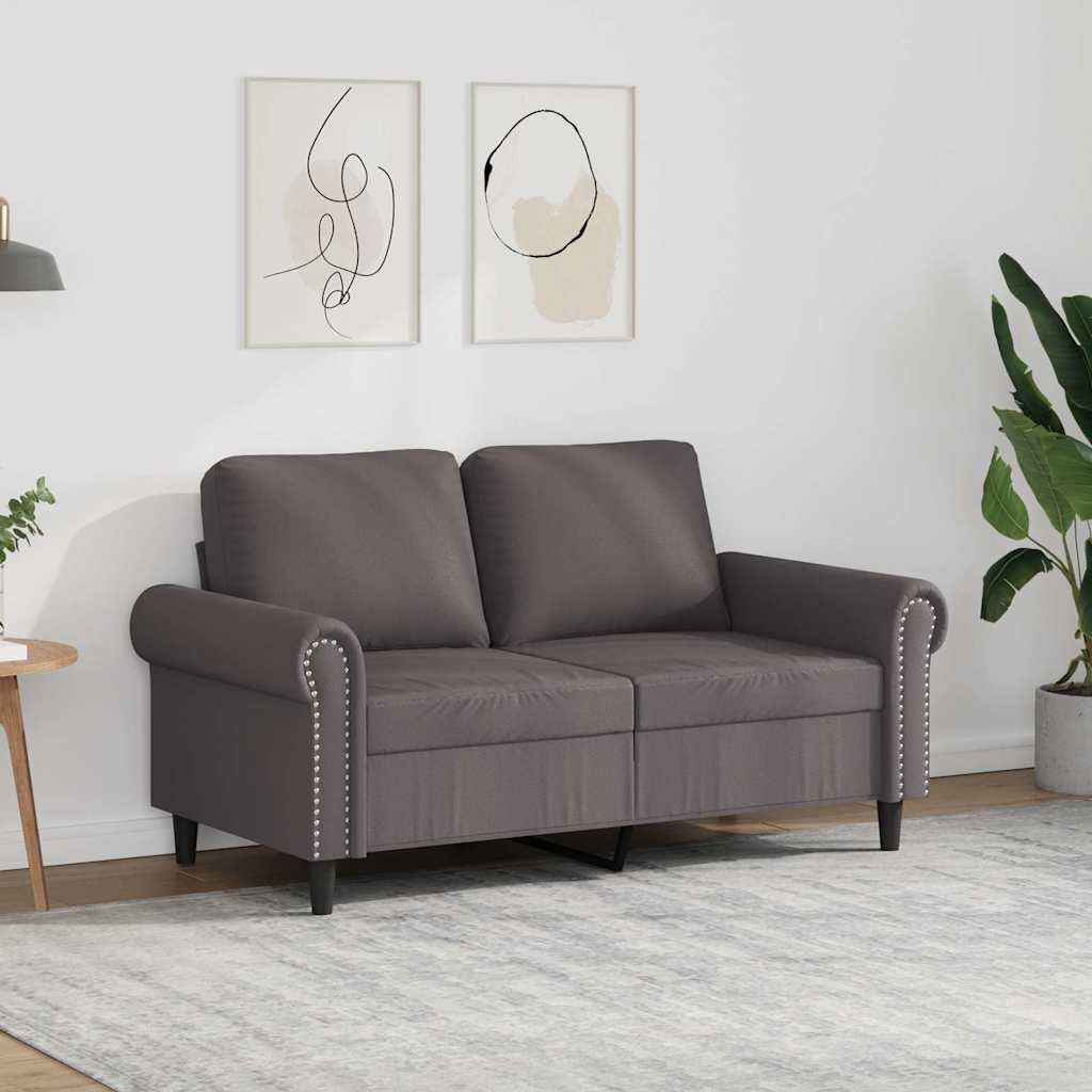 2-Sitzer-Sofa Grau 120 cm Kunstleder
