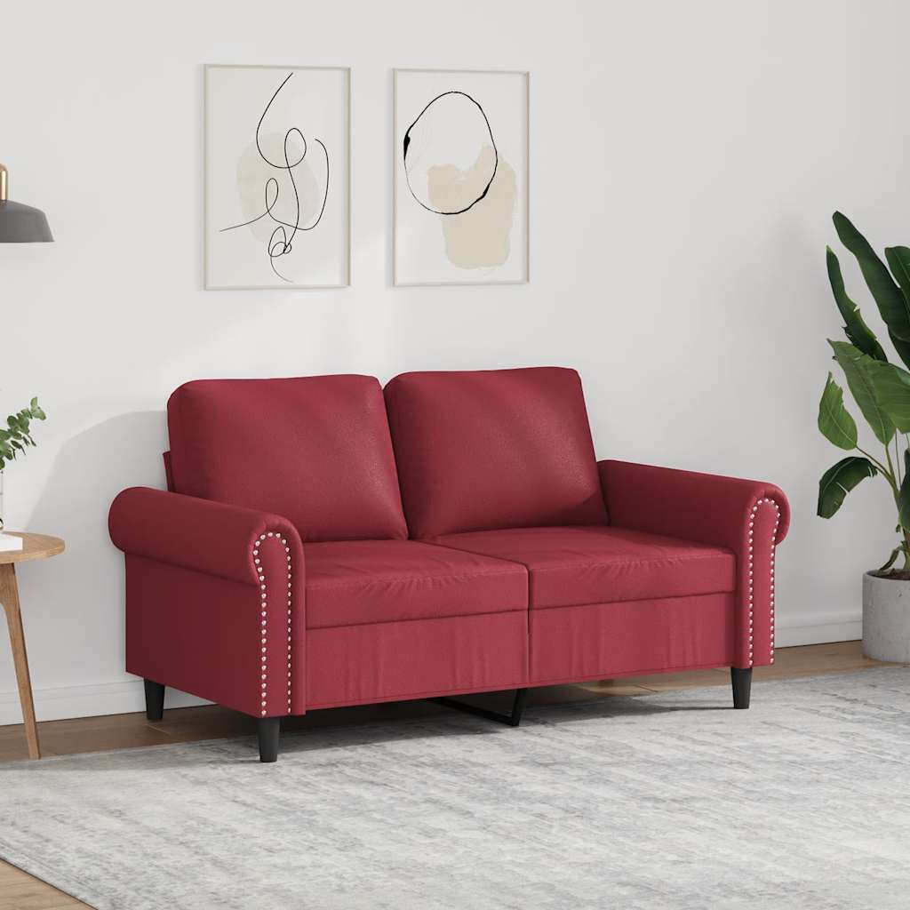 2-Sitzer-Sofa Weinrot 120 cm Kunstleder