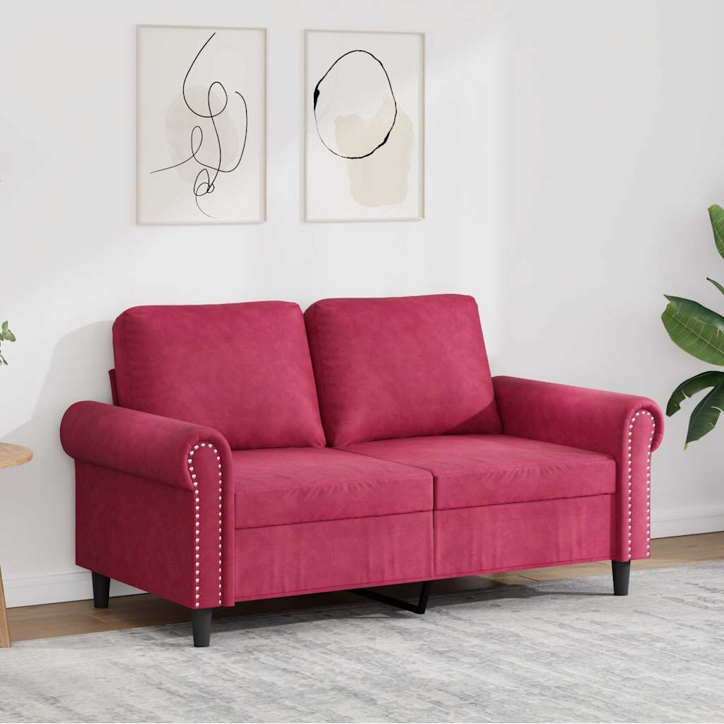 2-Sitzer-Sofa Weinrot 120 cm Samt