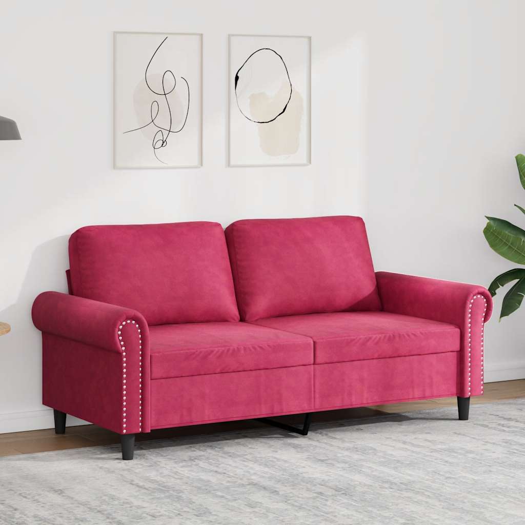 2-Sitzer-Sofa Weinrot 140 cm Samt