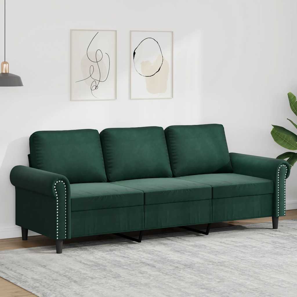 3-Sitzer-Sofa Dunkelgrün 180 cm Samt