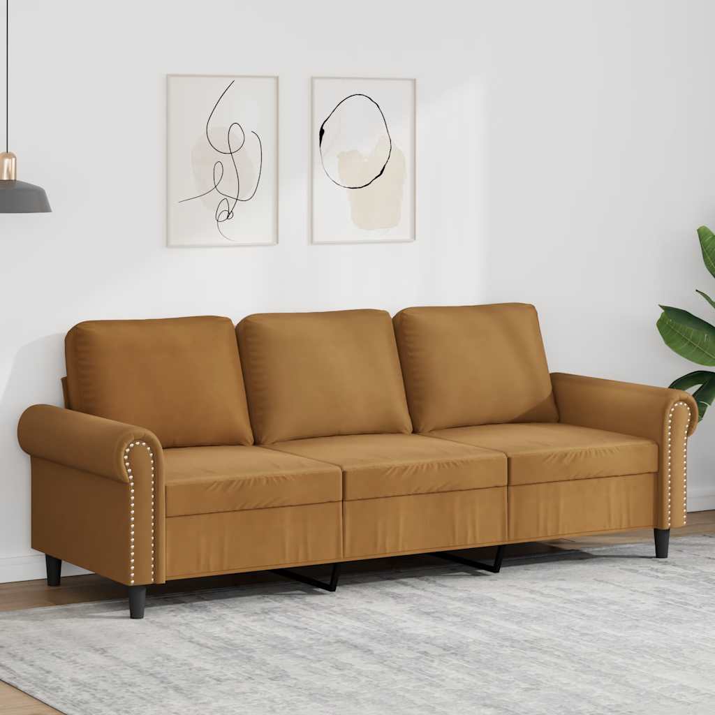 3-Sitzer-Sofa Braun 180 cm Samt