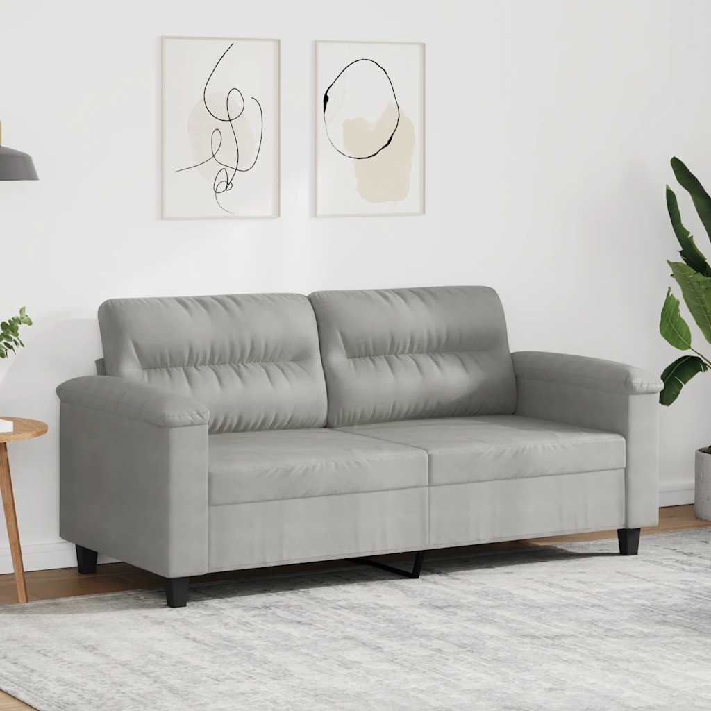 2-Sitzer-Sofa Hellgrau 140 cm Mikrofasergewebe