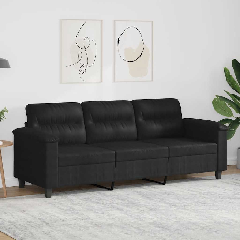 3-Sitzer-Sofa Schwarz 180 cm Mikrofasergewebe