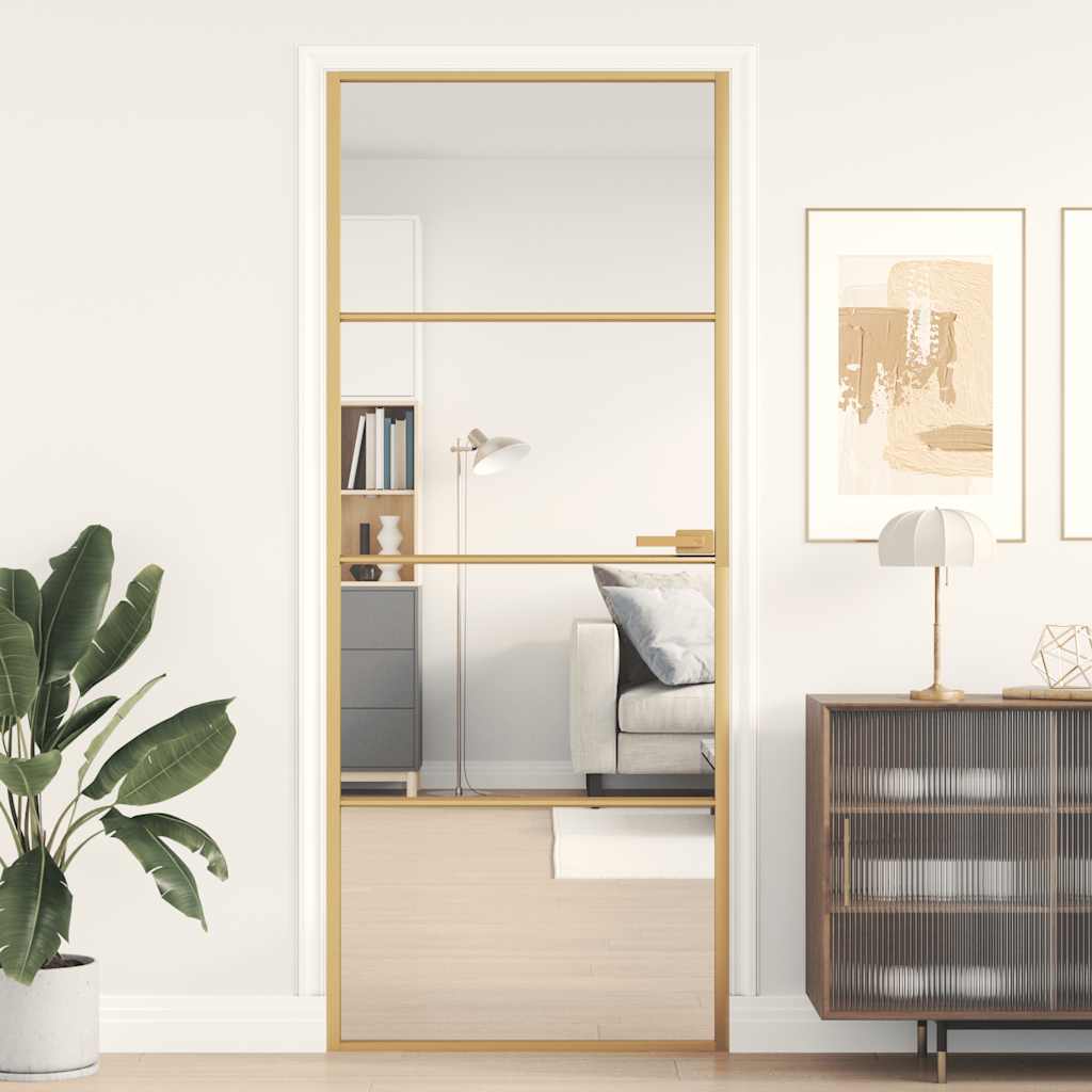 Innentür Schlank Golden 83x201,5 cm Hartglas und Aluminium