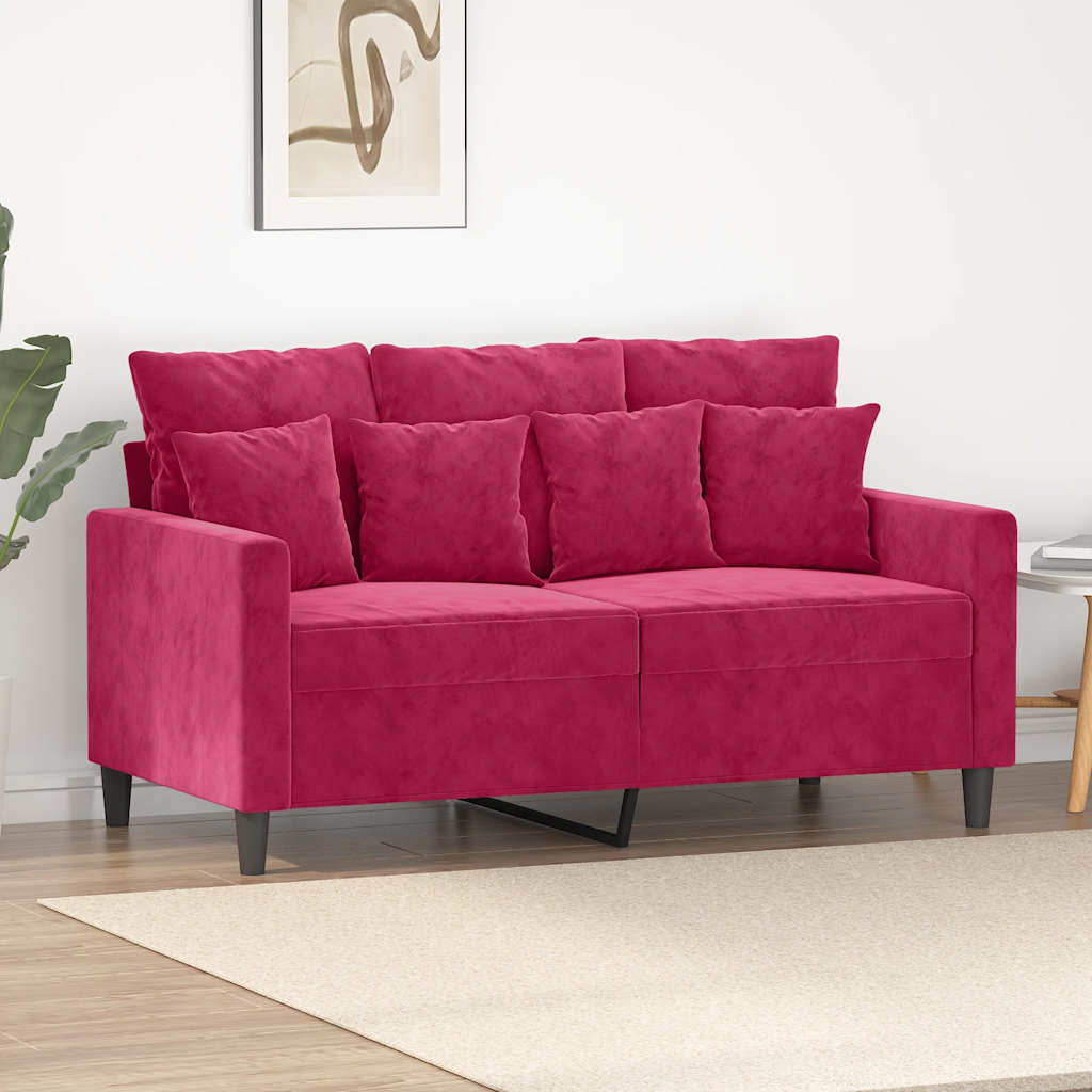 2-Sitzer-Sofa Weinrot 120 cm Samt