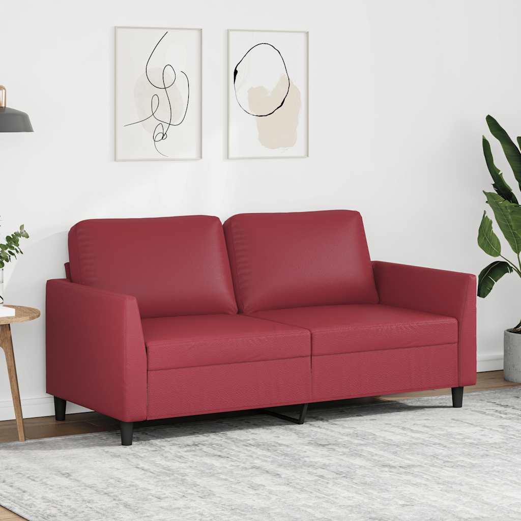 2-Sitzer-Sofa Weinrot 140 cm Kunstleder