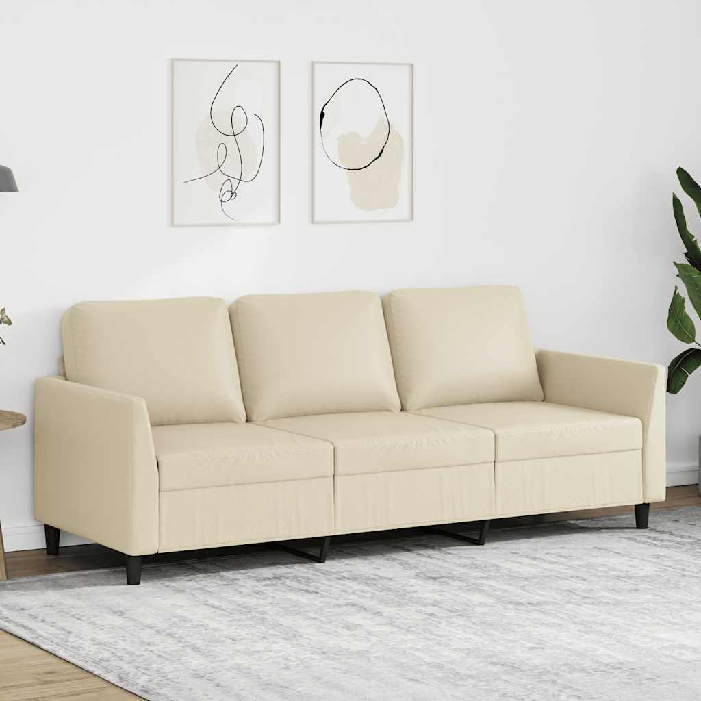 3-Sitzer-Sofa Creme 180 cm Kunstleder