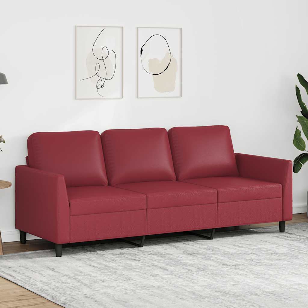3-Sitzer-Sofa Weinrot 180 cm Kunstleder