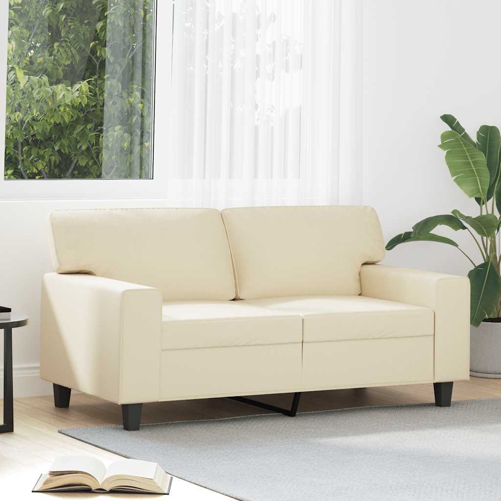 2-Sitzer-Sofa Creme 120 cm Kunstleder