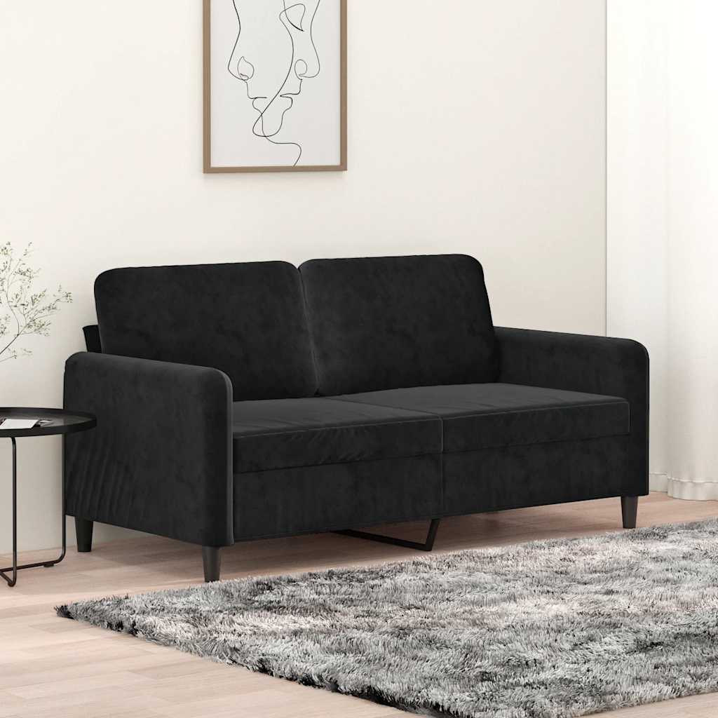2-Sitzer-Sofa Schwarz 140 cm Samt