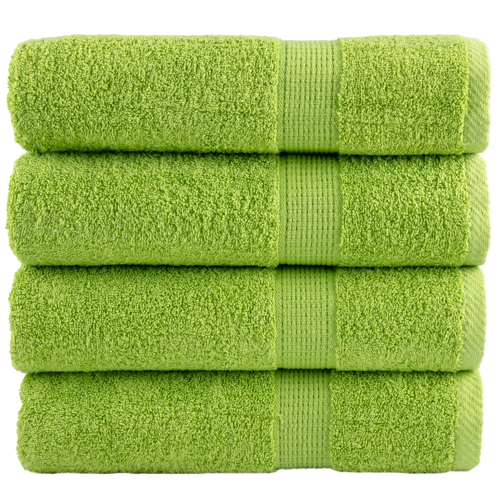 Premium Badetücher SOLUND 4 Stk. Apfelgrün 100x150 cm 600 g/m²