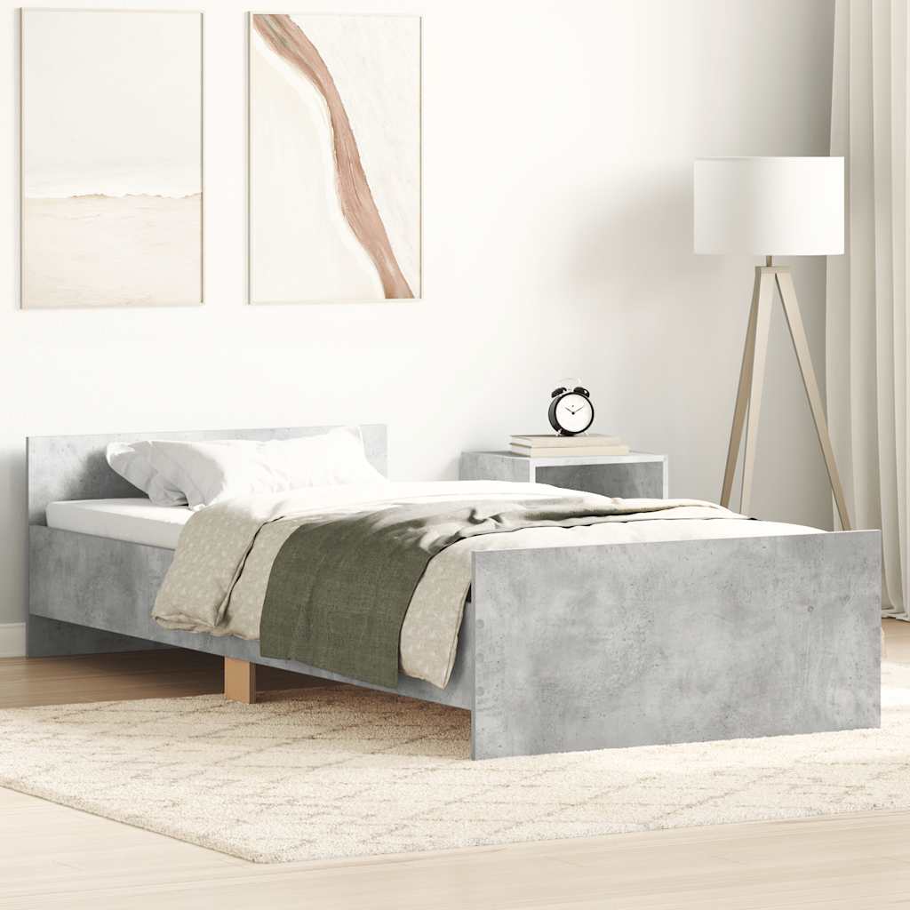 Bettgestell Betongrau 90x190 cm Holzwerkstoff