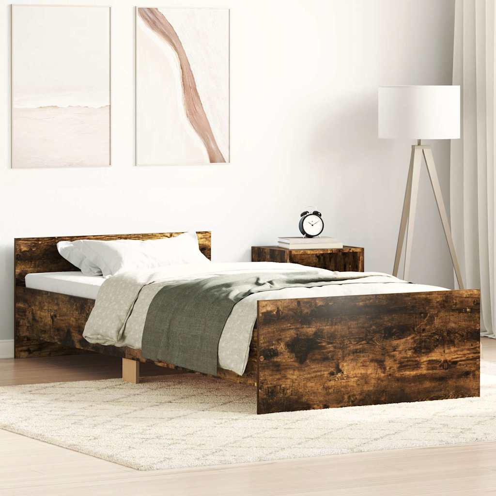 Bettgestell ohne Matratze Räuchereiche 90x190 cm Holzwerkstoff
