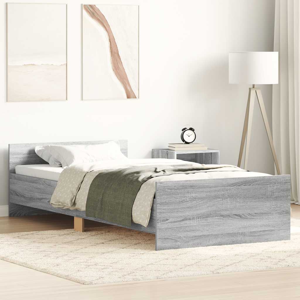 Bettgestell Grau Sonoma 75x190 cm Holzwerkstoff