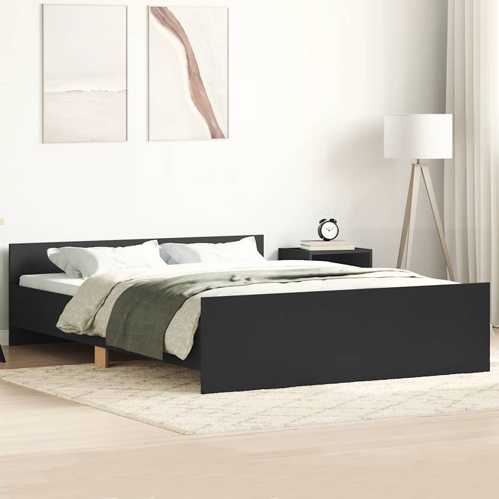 Bettgestell mit Kopf- und Fußteil Schwarz 140x200 cm