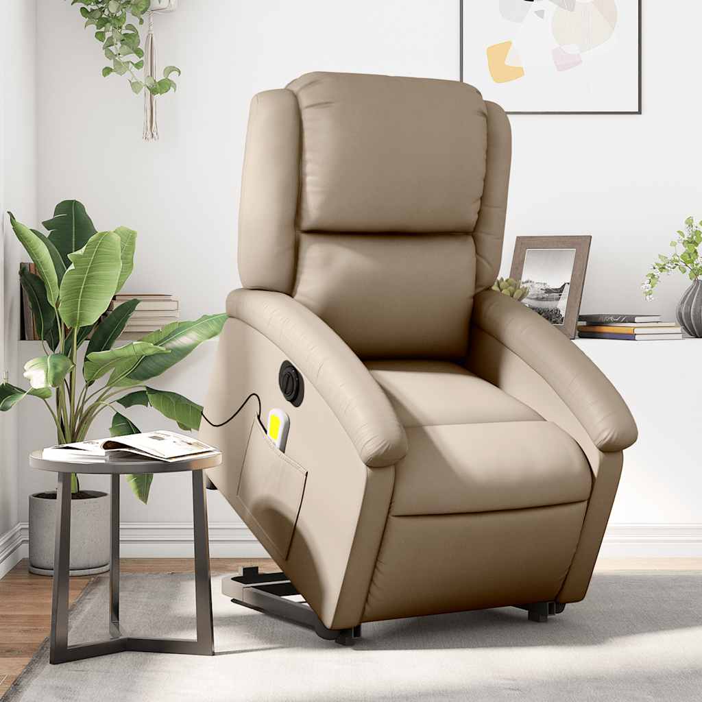 Massagesessel mit Aufstehhilfe Elektrisch Cappuccino Kunstleder