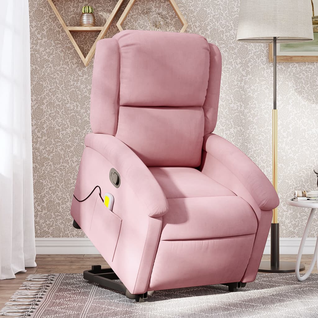 Massagesessel mit Aufstehhilfe Rosa Samt