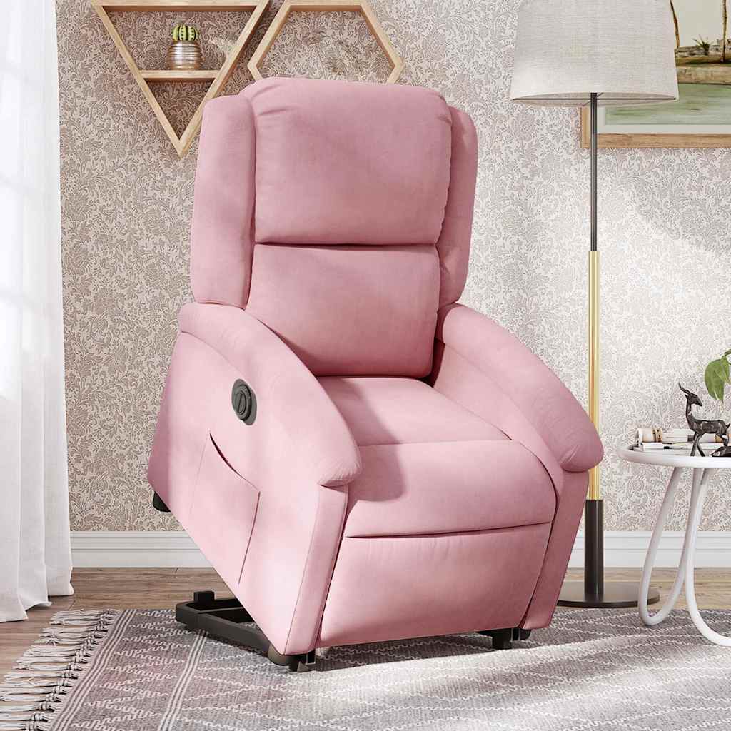 Relaxsessel mit Aufstehhilfe Elektrisch Rosa Samt