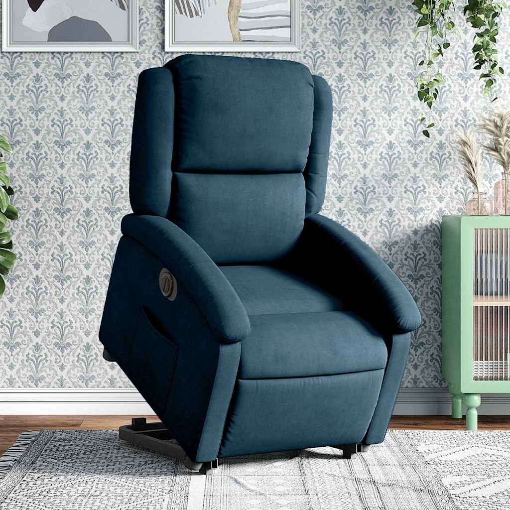 Relaxsessel mit Aufstehhilfe Elektrisch Blau Samt