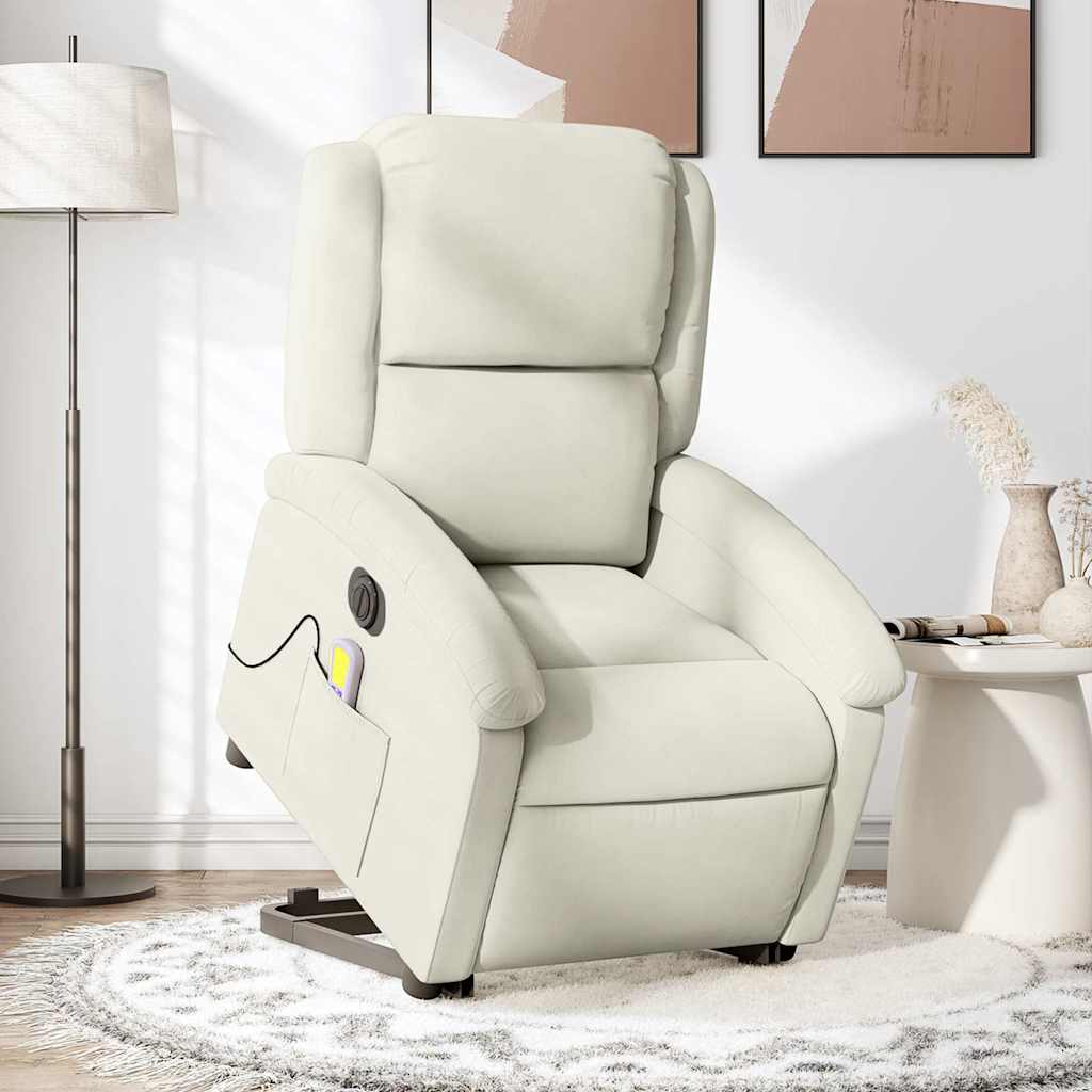 Massagesessel mit Aufstehhilfe Elektrisch Creme Samt