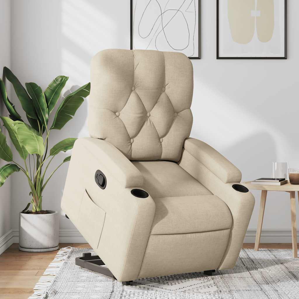Relaxsessel mit Aufstehhilfe Creme Stoff