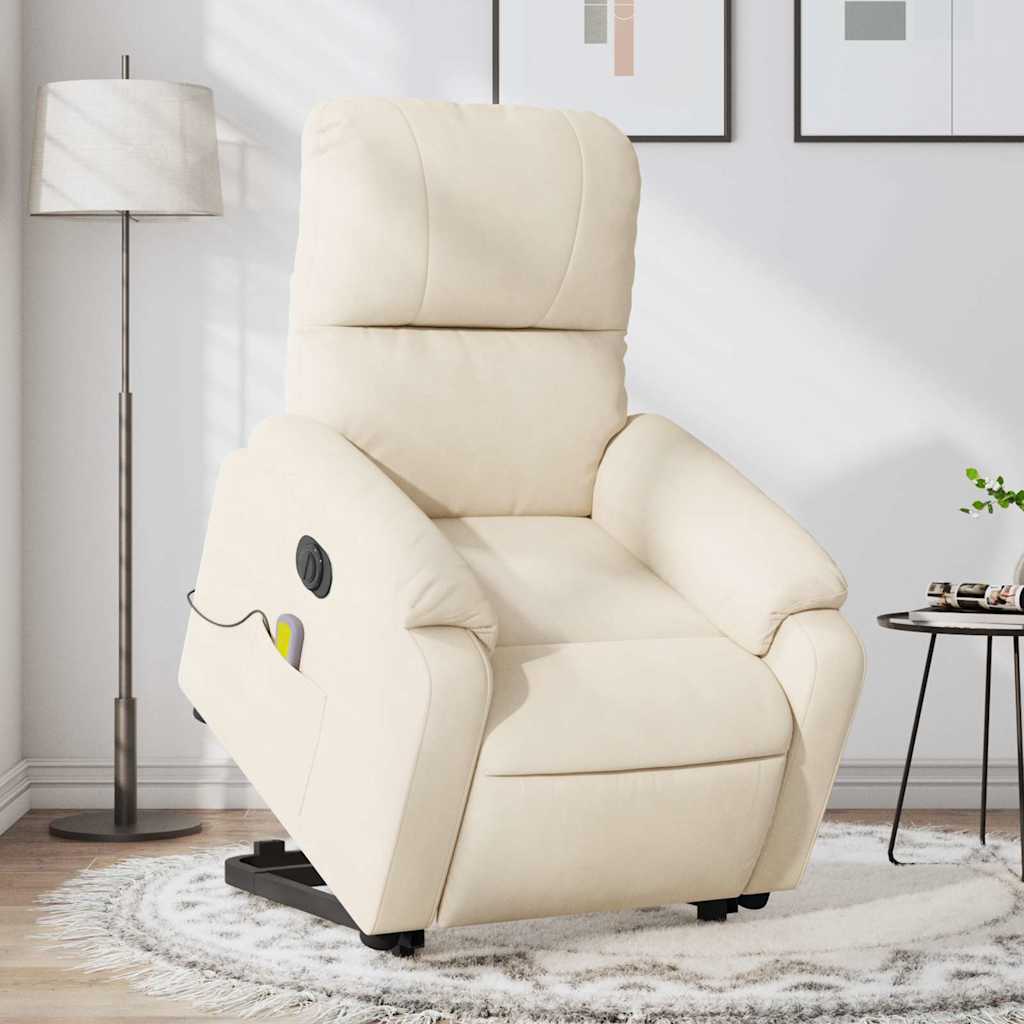 Massagesessel Aufstehhilfe Elektrisch Beige Mikrofasergewebe