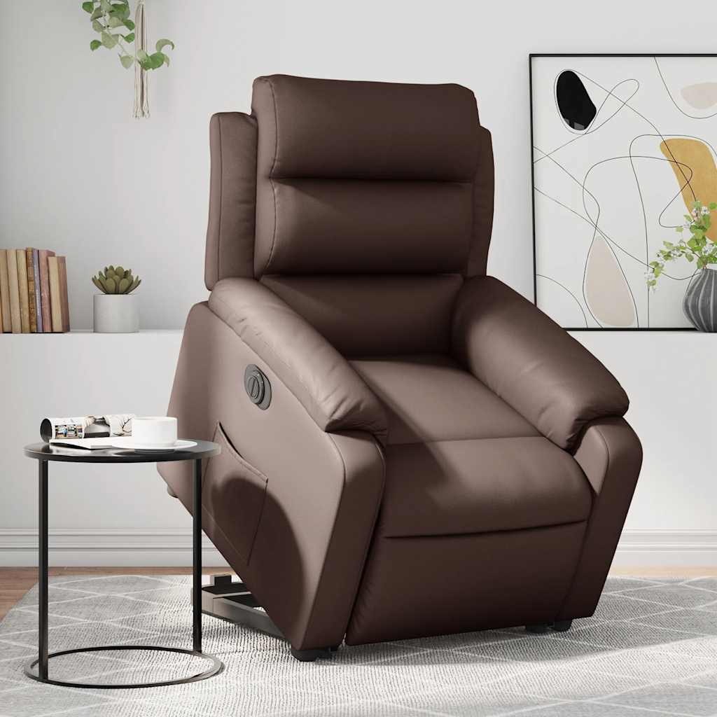 Relaxsessel mit Aufstehhilfe Elektrisch Braun Kunstleder