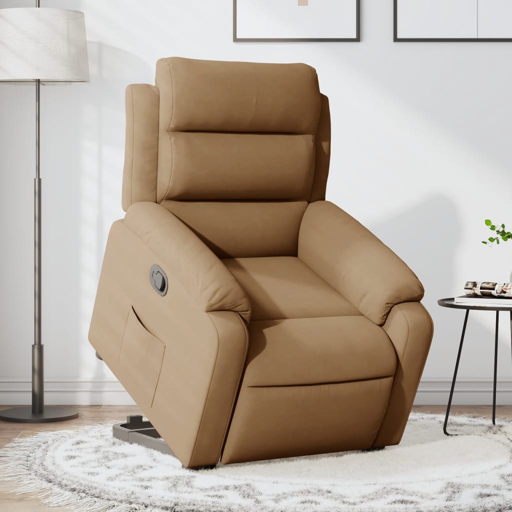 Relaxsessel mit Aufstehhilfe Braun Samt